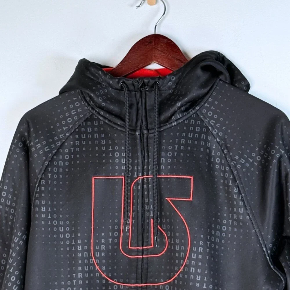 Burton MB Peak Mens Full Zip Hoodie Hooded XL Black Neon Orange Fleece Lined - Picture 7 of 11